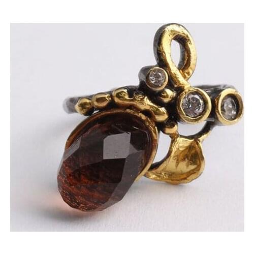 Sultanite Pearl Womens Leaf Gold Plated Silver Ring, Woman 925Silver Sultanite Handmade Ring, Color Changing Oval Sultanite ring