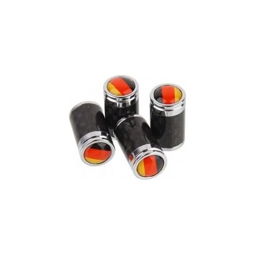 1Set Metal Black Carbon Fiber Germany Flag Emblem Wheel Tyre Tire Valve Caps Stem Air Cover For Audi Honda Ford etc