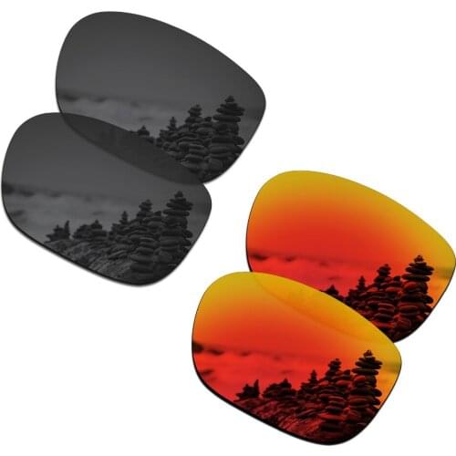 SmartVLT 2 Pairs Polarized Sunglasses Replacement Lenses for Oakley LBD Stealth Black and Fire Red
