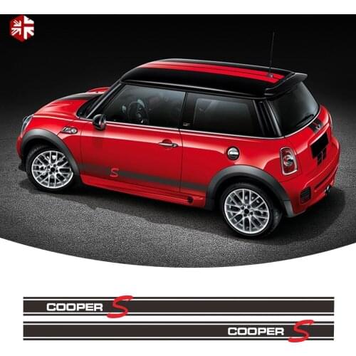 2 Pcs Car Styling Door Side Stripes Skirt Sticker Body Decal For MINI Cooper S R56 Accessories