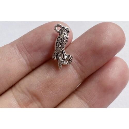 30pcs Parrot Bird Charms Tibetan Silver Color Tone Pendant Aesthetics Accessories Diy Handmade Findings Jewelry Making Supplies