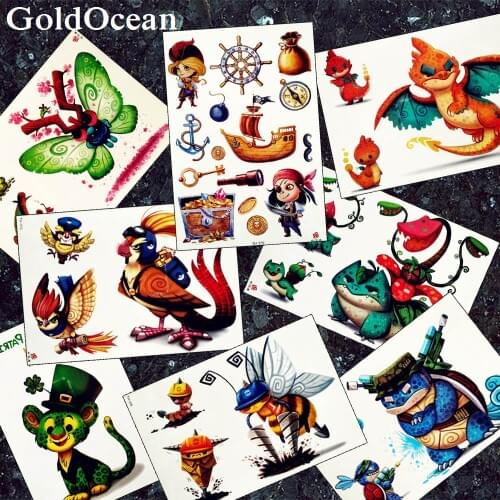 3D Cute Cartoon Temporary Tattoo Kid Hands Pirate Captain Women Flash Tatoos Turtle Butterfly Girls Xmas Gift Tattoo Bee Sticker
