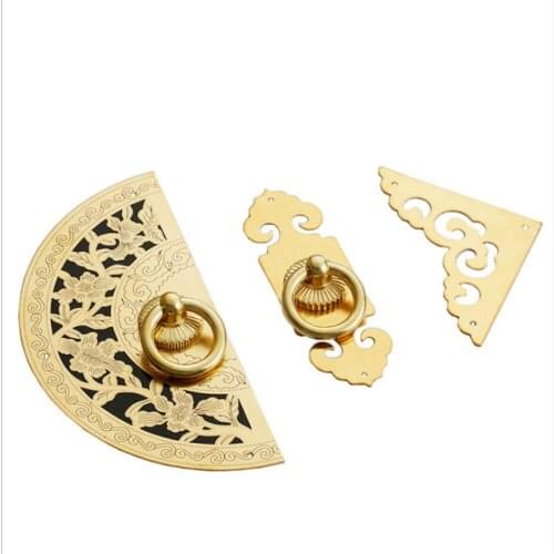 4 Pieces Brass Chinese Retro-style Ambry Wardrobe Shoe Cabinet Door Handle