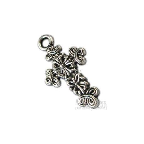 450pcs Tibetan silver floral cross charm A10510