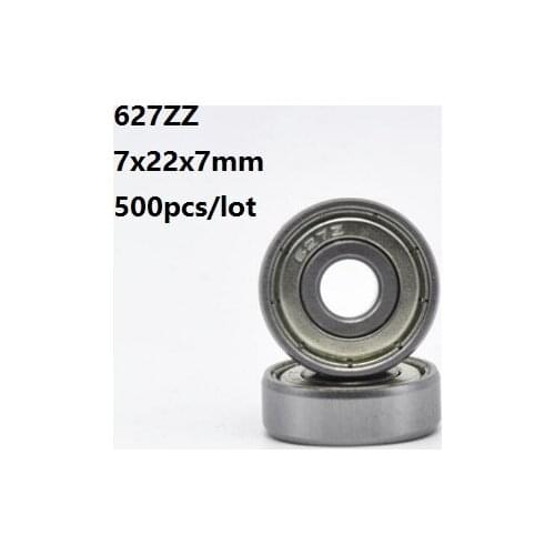 500pcs/lot 7x22x7mm 627ZZ 627-ZZ 627 ZZ Z 7*22*7mm Double cover Deep Groove Ball bearing Miniature Mini Ball Bearings 627Z