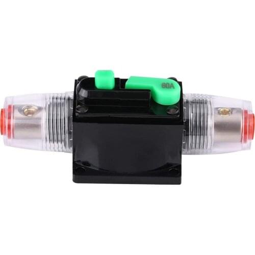 Auto 60A Manual Reset Circuit Breaker Switch Holder Waterproof 60A Overload Protection 12V-24V DC Replace Fuses Car Boat Fuse