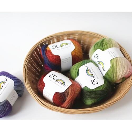 Free shipping 50g/ball Rainbow Shawl Wool Yarn Dyed Long Fancy Music Thread Hat Scarf Coarse Yarn For Hand Knitting
