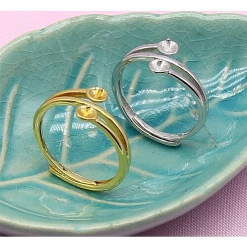 TWO PEARL Hot Party Style Ring Mountings Base Findings Component Jewelry Settings Parts for Pearls Stones Crystal Agate Coral