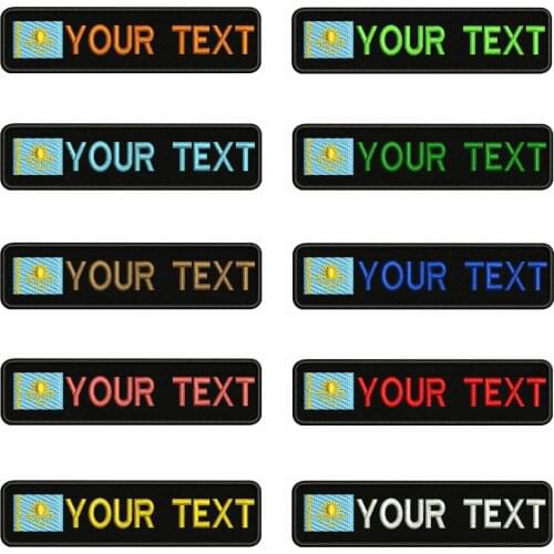 Kazakhstan Flag 10X2.5cm Embroidery Custom Name Text Patch Stripes badge Iron On Or Velcro Backing Patches For Clothes Backpack