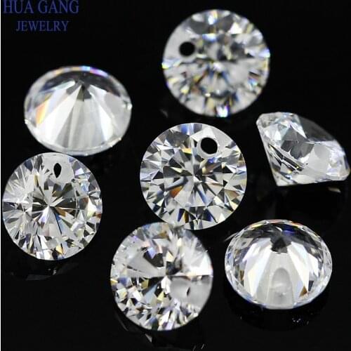 Single Hole AAAAA Round Brilliant White Cubic Zirconia Stone For Jewelry Making 3-16mm High Quality Stone Beads With Hole CZ