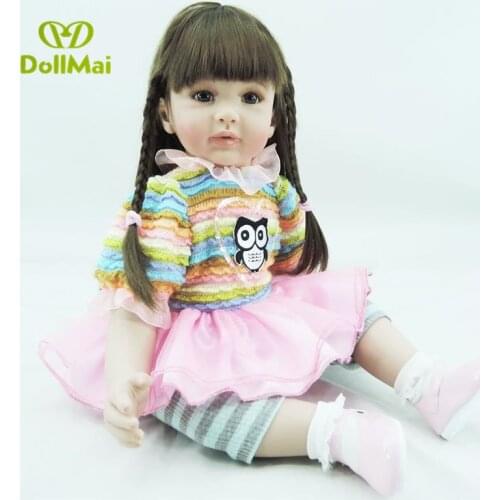 24"/60 cm Colorful Dress Reborn Babies Doll Princess Girl Baby Doll Soft Vinyl Silicone Lifelike Toddler Doll Toys gift