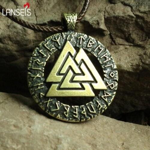 Lanseis10pc Slavic retro Norway Valknut Valknut pagan amulet pendant men jewelry necklace Scandinavian Viking jewelry