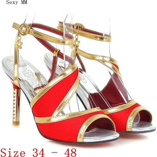 Summer Pumps Women Peep Toe High Heels Party Wedding Platform Gladiator Sandals Woman High Heel Shoes Plus Size 34 - 48