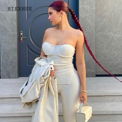 Soild Tank Tops Women 2021 Spring New Casual Strapless Sexy Off Collar Chest Wrap Taupe Sleeveless Sweater Womens Boob Tube Top