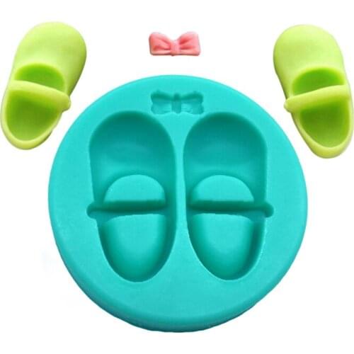 Wholesale 10 Pcs/lot 3D Silicone Baby Shoe Shape Fondant Cake Chocolate Candy Jello Decorating Mold Tools