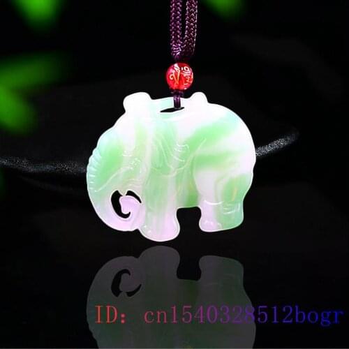 Jade Elephant Pendant Fashion Natural Jadeite Necklace Gifts Charm Amulet Green White Double sided Chinese Carved Jewelry