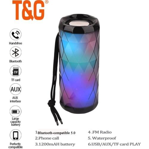 Portable BT Speaker TG 167 Bass Color Cool Polygonal Design Waterproof Wireless Speaker, High-definition Noise Reduction Audio