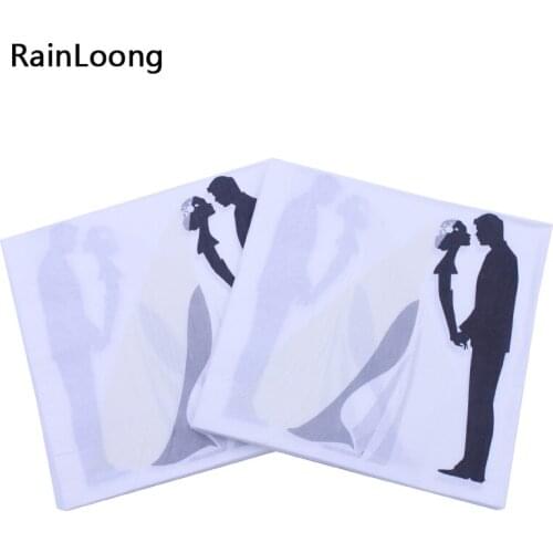 [RainLoong] Bride & Groom Paper Napkins For Wedding Decoration Tissue Printed Napkin 33*33cm