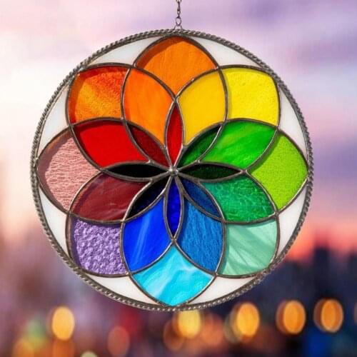 Window Pendant Rainbow Color Round Shape Multi-color Acrylic Hanging Pendant Decoration for Home Hanging Ornament Outdoor Decor