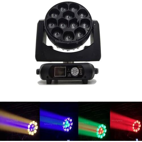 6pcs/lot) Stage Lighting 12Bee Eye Zoom Beam Sharpy Moving Head 12x40w RGBW Wash Strobe Lyre DJ Disco Party Club Beam Light