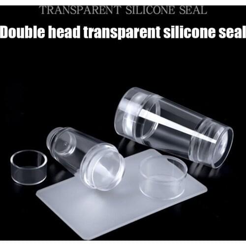 Nail Stamper Fast French Matte Nail Art Stamper with Scraper Double Head Transparent Silicone Jelly Stamping Head DIY Tools