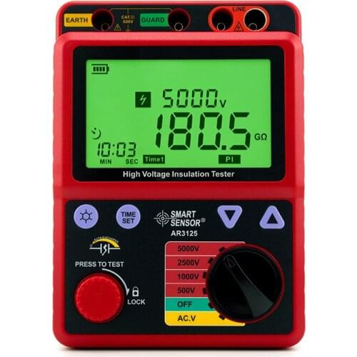 Smart Sensor AR3125 5000V High Voltage Insulation Resistance Tester !!NEW