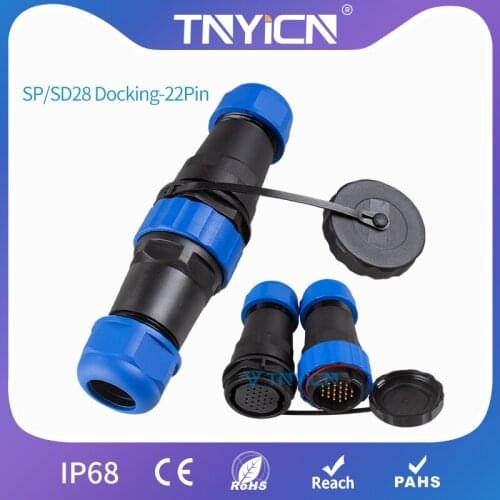 Waterproof Cable Connector IP68 SP/SD28 Docking-22Pin Wire Connectors Power Connector Plug and Cocket Male&Female Butt Jack