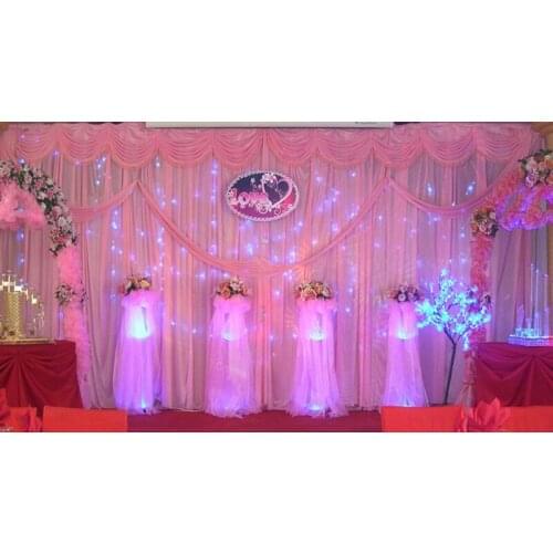 W3M x H6M Blue wedding backdrop curtain with swag wedding drapes event party stage decoration