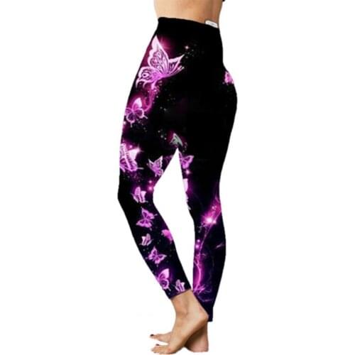Women Pants Butterfly Print Hip Lift High Waist Stretchy Leggings Sports Fitness Trousers pantalon pour femme брюки женские 2021