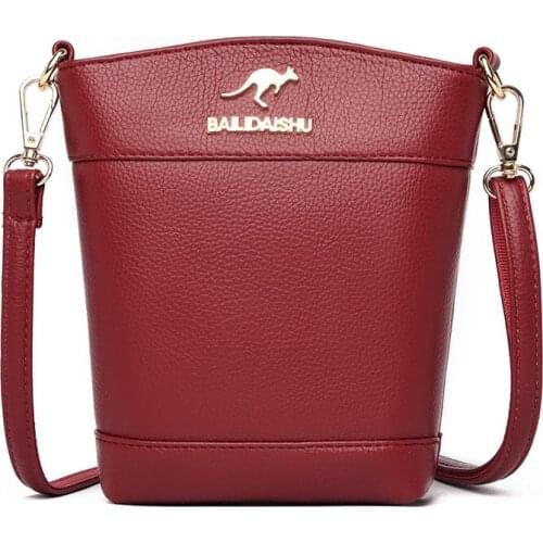 Womens Bags High Quality Small Women Leather Handbags Sac Solid Female Soft Leather Shoulder Bag Women Bucket Crossbody Bags