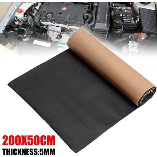 1 Roll 200cmx50cm 5mm Car Sound Deadener Mat Noise Bonnet Insulation Deadening Hood Engine Firewall Heat Aluminum Foam Sticker