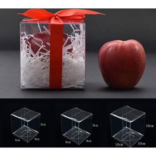 1PC Square PVC Clear Transparent Candy Gift Jewelry Packaging Box Birthday Wedding Favor Holder Chocolate Event Sweet Box