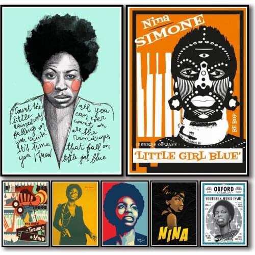 23 Designs Nina Simone Whitepaper Poster Alternative Abstract Art Painting Funny Wall Sticker for Coffee House Bar