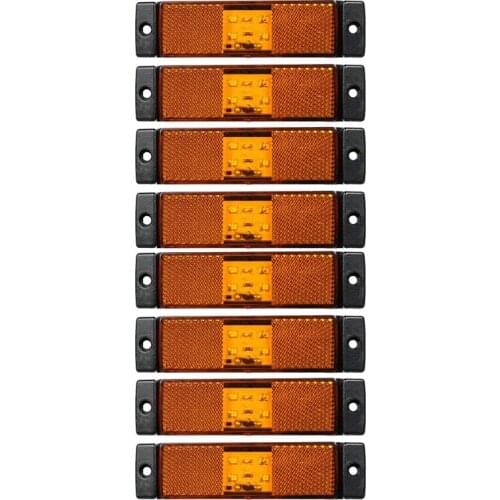 8 Pcs 24V 4 LED Amber Truck Side Marker Lights Rear Position Lamps Truck Side Lights for Trailer Trucks Van Accessories