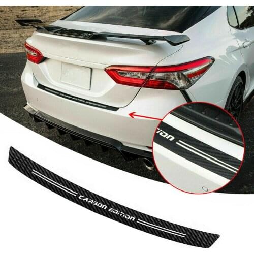 4D Carbon Fiber Rear Trunk Bumper Guard Accessories Decal Sticker Trim 95*9cm Rear Bumper Strip Sticker