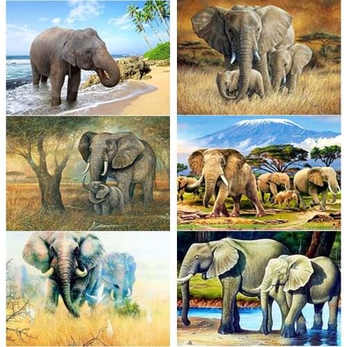 New DIY 5D Diamond Painting Full Square Round Drill Elephant Diamond Embroidery Animal Cross Stitch Mosaic Art Home Decor Gift