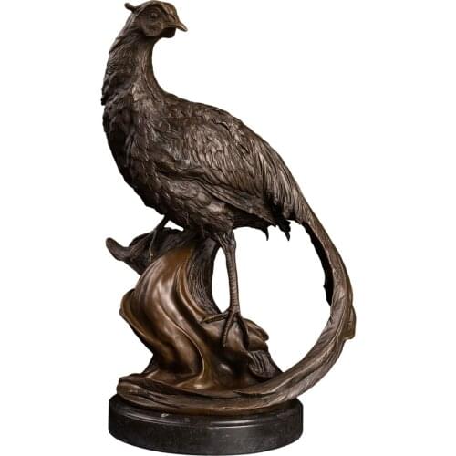 Large Bronze Pheasants Figurine Statue Park Garden Indoor Decor Wildlife Animal Sculpture Vintage Copper Art Big