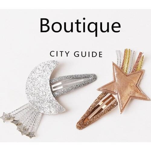 Boutique ins 10Sets Fashion Cute Tassels PU Star Barrettes Hairpins Solid Glitter Star/Moon Snap Clips Princess Hair Accessories