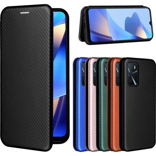 For OPPO A16 Case Carbon Fiber Flip Leather Case For OPPO A16 A 16 OPPOA16 CPH2269 Business Magnetic Wallet Card Slot Slim Cover