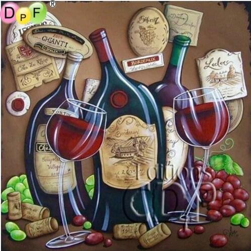 DPF DIY Red wine glass 5D square home deco diamond painting cross stitch crafts wall painting diamond mosaic diamond embroidery