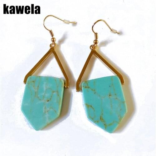 Geometric Natural Stone Dangle Earring