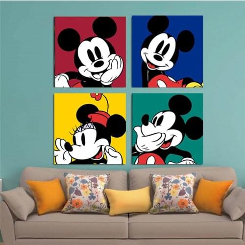 Disney Minnie Mickey Mouse Art Canvas Paintings Big Avatar Posters and Prints Wall Art Pictures Cuadros for Living Room Decor