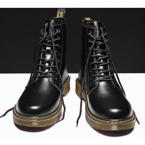 Leather Shoes for Men Fashion Round Toe Martin Boots Black Boots Men Chelsea Boots Motorcycle Shoes Luxury Shoes Male Boots