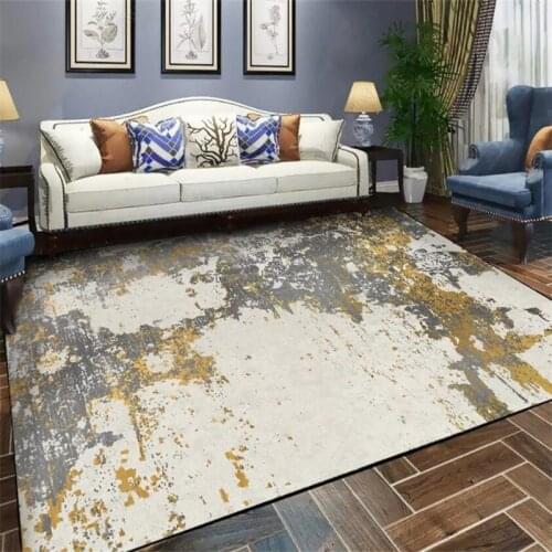 Fashionable Nordic Modern Yellow and Gray Abstract Ink Living Room Bedroom Kitchen Bedside Carpet Floor Mats Custom