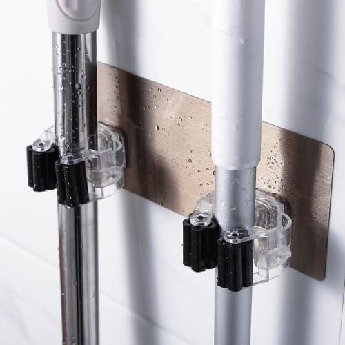 Wall Mounted Mop Organizer Holder Brush Broom Hanger Storage Broom Hanger Clip Seamless Mop Hook Bathroom Home Kitchen Organizer