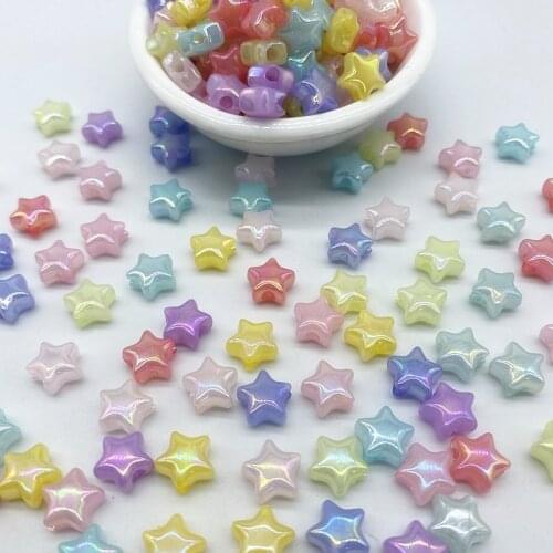 New 50pcs 10mm Acrylic Color Five-pointed Star Loose Beads Children Handmade DIY Clothing Accessories
