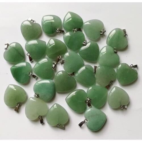 Wholesale 20MM Aventurine fashion natural stone heart pendants Necklace jewelry charm accessories 50pcs/lot free shipping