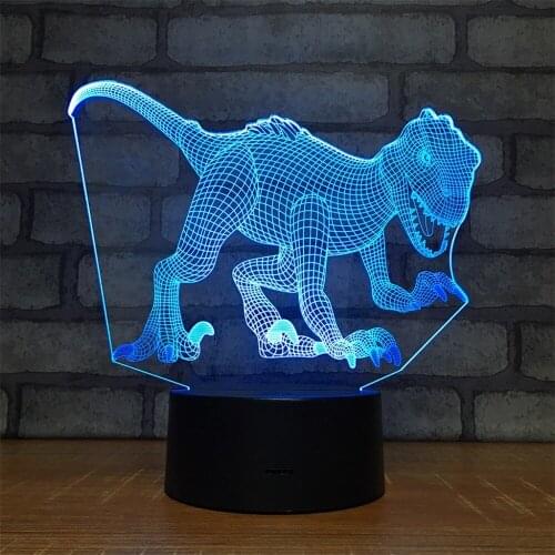 New Dinosaur 3D Night Light Hot Sale Table Desk Lamp With 3*AA Battery Room Atmosphere 7 Colors 3D Optical Illusion Lights