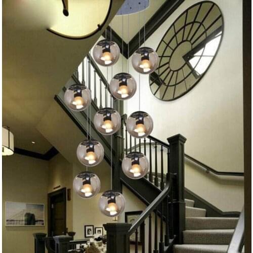 Modern minimalist staircase chandelier Rotating home duplex chandelier Villa Nordic staircase chandelier led lighting fixture