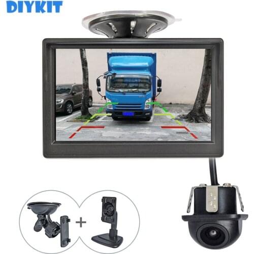 DIYKIT Wired 5" HD LCD Display Rear View Monitor Car Monitor Mini Car Cam Rear View Car Camera with Monitor Reversing System